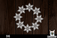 Papercut snowflake wreath frame, Christmas Ornament SVG Product Image 1