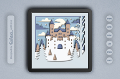 Snowy Castle Winter Scene Layered Papercut Product Image 1