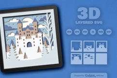 Snowy Castle Winter Scene Layered Papercut Product Image 2