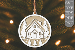 Snowy Christmas Cottage Laser Cut SVG Product Image 1