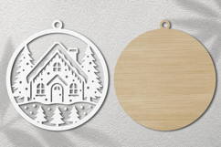 Snowy Christmas Cottage Laser Cut SVG Product Image 2