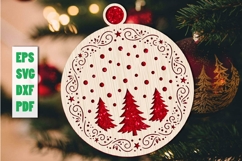 Snowy Christmas Tree Ornament SVG Laser Cut Design File Product Image 1