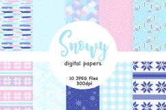Winter digital crafting papers for Christmas. New Year bright bright patterns with snowflakes. Pink and blue pastel winter digital backgrounds. Blue checkered pattern. Winter forest and mountains seamless paper blue pattern. Let it snow pattern