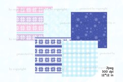 Bright winter digital crafting papers for Christmas. New Year bright bright patterns with snowflakes. Pink and blue pastel winter digital backgrounds. Blue checkered pattern. Winter forest and mountains seamless paper blue pattern. Let it snow pattern