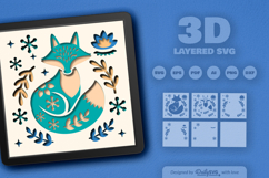 Snowy Fox Folk Art Layered Papercut Product Image 2