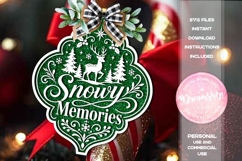 Snowy Memories Deer Christmas Ornament SVG Product Image 1