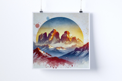 Snowy mountains at sunrise - Digital Illustrations Product Image 4