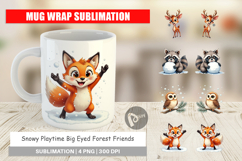 Snowy Playtime Forest Friends Mug Wrap Product Image 1