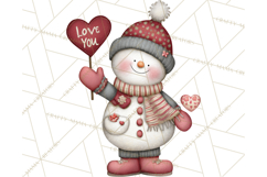 Valentine Snowman Clipart PNG Product Image 5