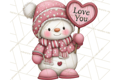Valentine Snowman Clipart PNG Product Image 2