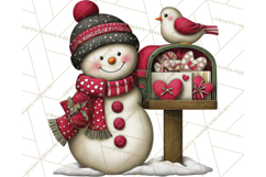 Valentine Snowman Clipart PNG Product Image 2