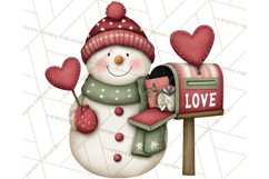 Valentine Snowman Clipart PNG Product Image 5