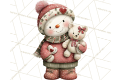 Valentine Snowman Clipart PNG Product Image 5
