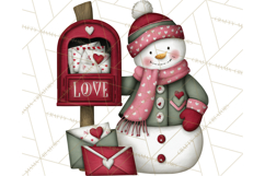 Valentine Snowman Clipart PNG Product Image 4