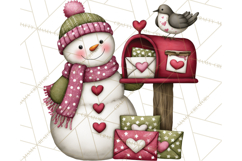 Valentine Snowman Clipart PNG Product Image 2