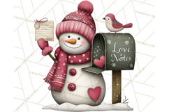 Valentine Snowman Clipart PNG Product Image 3