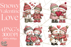 Valentine Snowman Clipart PNG Product Image 1