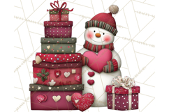 Valentine Snowman Clipart PNG Product Image 2