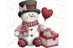 Valentine Snowman Clipart PNG Product Image 4