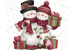 Valentine Snowman Clipart PNG Product Image 3