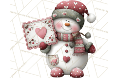 Valentine Snowman Clipart PNG Product Image 4