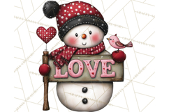 Valentine Snowman Clipart PNG Product Image 3
