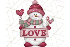 Valentine Snowman Clipart PNG Product Image 4
