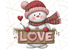 Valentine Snowman Clipart PNG Product Image 5