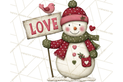 Valentine Snowman Clipart PNG Product Image 2