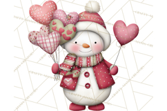 Valentine Snowman Clipart PNG Product Image 3