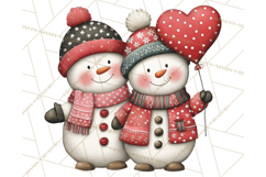 Valentine Snowman Clipart PNG Product Image 4