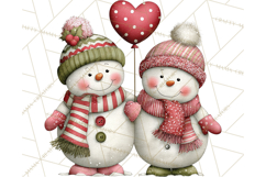 Valentine Snowman Clipart PNG Product Image 2