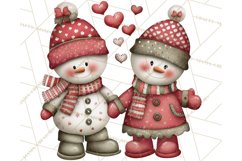 Valentine Snowman Clipart PNG Product Image 2