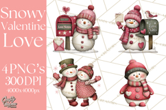 Valentine Snowman Clipart PNG Product Image 1