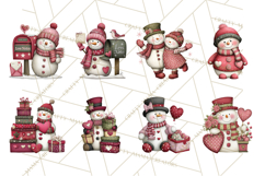 Valentine Snowman Clipart PNG Product Image 6