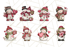 Valentine Snowman Clipart PNG Product Image 4