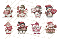 Valentine Snowman Clipart PNG Product Image 5