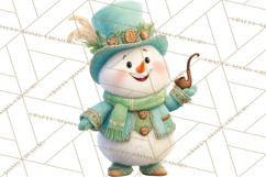 Winter Village Clipart, Snowman &amp; Fox Digital Art PNG Product Image 2