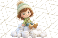Winter Village Clipart, Snowman &amp; Fox Digital Art PNG Product Image 3