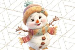 Winter Village Clipart, Snowman &amp; Fox Digital Art PNG Product Image 4
