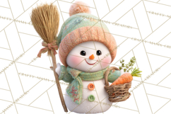 Winter Village Clipart, Snowman &amp; Fox Digital Art PNG Product Image 2