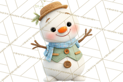 Winter Village Clipart, Snowman &amp; Fox Digital Art PNG Product Image 4