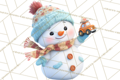 Winter Village Clipart, Snowman &amp; Fox Digital Art PNG Product Image 5