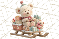 Winter Village Clipart, Snowman &amp; Fox Digital Art PNG Product Image 2