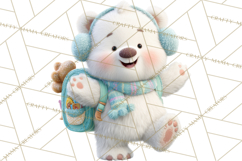 Winter Village Clipart, Snowman &amp; Fox Digital Art PNG Product Image 5