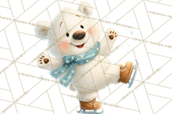 Winter Village Clipart, Snowman &amp; Fox Digital Art PNG Product Image 2