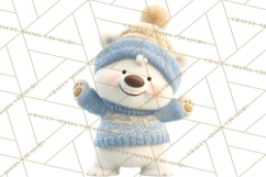 Winter Village Clipart, Snowman &amp; Fox Digital Art PNG Product Image 3
