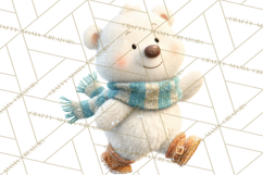 Winter Village Clipart, Snowman &amp; Fox Digital Art PNG Product Image 4