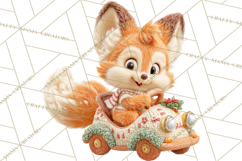 Winter Village Clipart, Snowman &amp; Fox Digital Art PNG Product Image 2