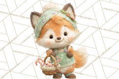 Winter Village Clipart, Snowman &amp; Fox Digital Art PNG Product Image 3